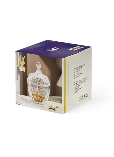 Modern Style Glass Jar with Lid, Multi-Use Mini Storage Candy Container TG006 (D14 x H17.5)cm - Transparent