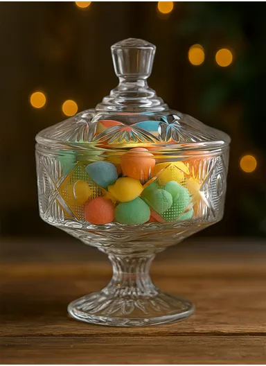 Modern Style Glass Jar with Lid, Multi-Use Mini Storage Candy Container TG012 (D12 x H17)cm - Transparent