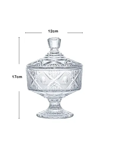 Modern Style Glass Jar with Lid, Multi-Use Mini Storage Candy Container TG012 (D12 x H17)cm - Transparent