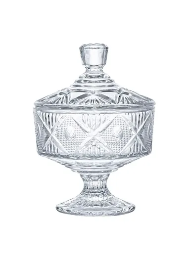 Modern Style Glass Jar with Lid, Multi-Use Mini Storage Candy Container TG012 (D12 x H17)cm - Transparent