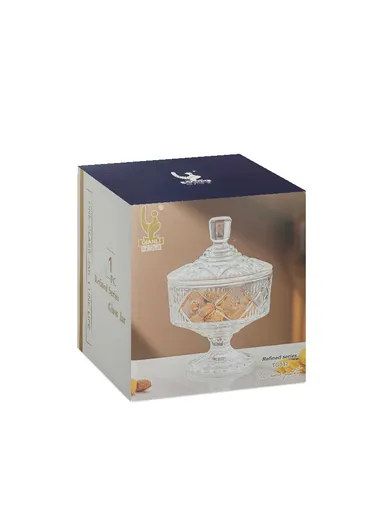 Modern Style Glass Jar with Lid, Multi-Use Mini Storage Candy Container TG012 (D12 x H17)cm - Transparent