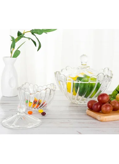 Mini Modern Style Glass Jar with Lid, Multi-Use Wide Mouth Storage Candy Container S508 (D19 x H19)cm