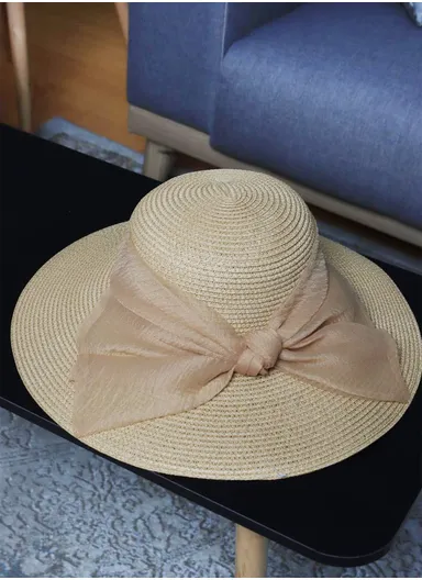42cm Comfortable Breathable Casual Sun Straw Hat, Beach Hat For Women - Dark Beige