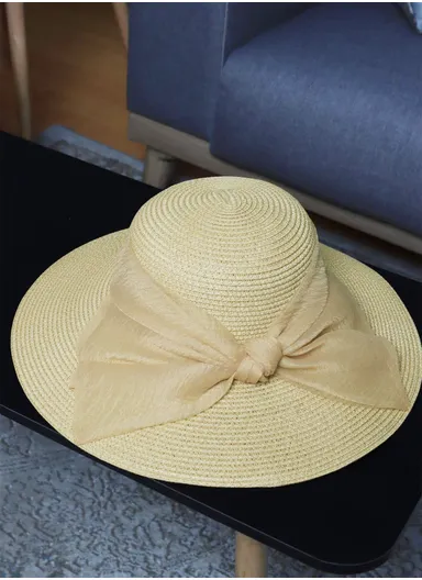 42cm Comfortable Breathable Casual Sun Straw Hat, Beach Hat For Women - Light Beige