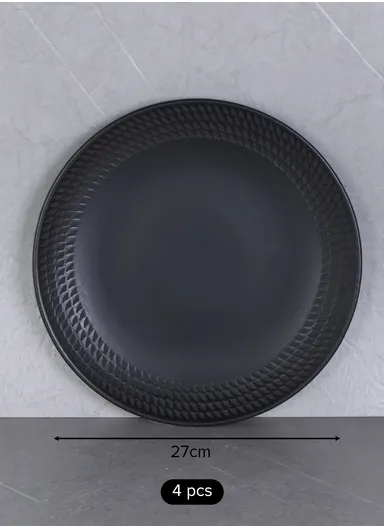 16 pieces Stoneware Dinnerware Set, Dishwasher &amp; Microwave Safe Durable Everyday Dining Set WXY16-19 - Black