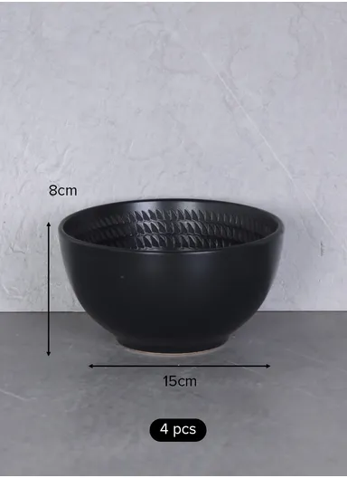 16 pieces Stoneware Dinnerware Set, Dishwasher &amp; Microwave Safe Durable Everyday Dining Set WXY16-19 - Black