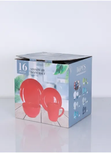 16 pieces Stoneware Dinnerware Set, Dishwasher &amp; Microwave Safe Durable Everyday Dining Set WXY16-19 - Black