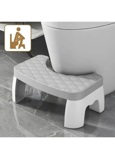 Toilet Stool Thicken Anti-Slip Children Elderly U-Shaped Bathroom PP Foot Rest Stool - Blue