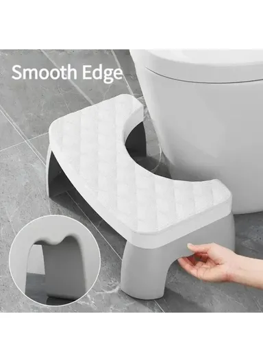 Toilet Stool Thicken Anti-Slip Children Elderly U-Shaped Bathroom PP Foot Rest Stool - Grey