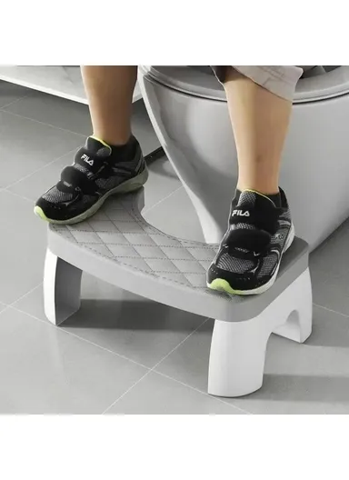 Toilet Stool Thicken Anti-Slip Children Elderly U-Shaped Bathroom PP Foot Rest Stool - Grey