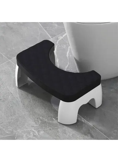 Toilet Stool Thicken Anti-Slip Children Elderly U-Shaped Bathroom PP Foot Rest Stool - Black
