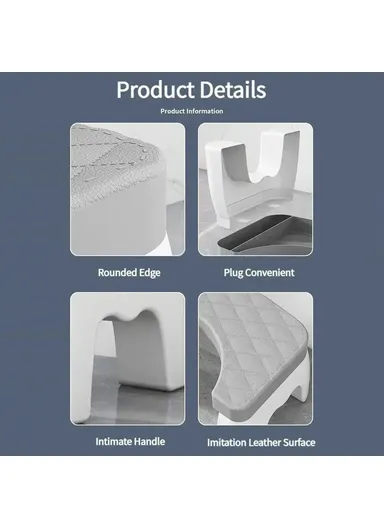 Toilet Stool Thicken Anti-Slip Children Elderly U-Shaped Bathroom PP Foot Rest Stool - White