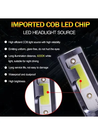 2-Pcs H4 LED Headlight 360 Degree Illumination 120W 6000K High Low Beam Car Fog Lamp