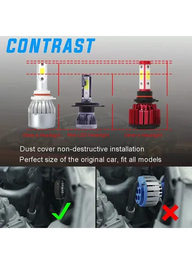 2-Pcs H4 LED Headlight 360 Degree Illumination 120W 6000K High Low Beam Car Fog Lamp