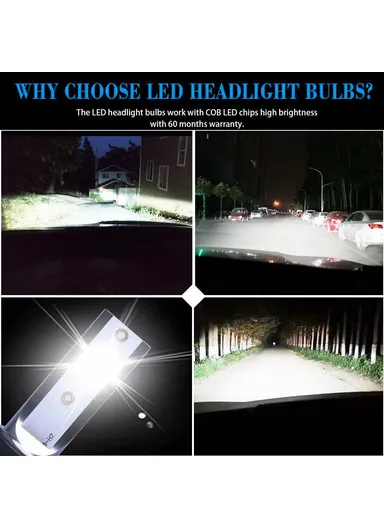 2-Pcs H4 LED Headlight 360 Degree Illumination 120W 6000K High Low Beam Car Fog Lamp