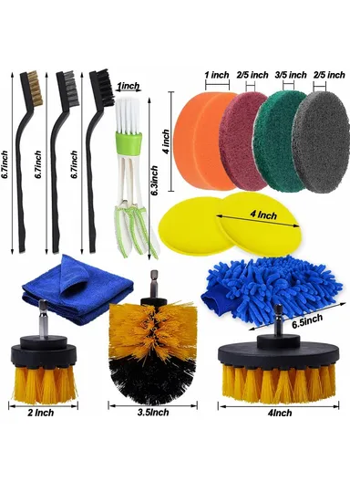 36-Pcs Drill Brush Set Car Washing Brush for Auto Interior Exterior Cleaning Air Vent Brush Detailing Gloves Kit
