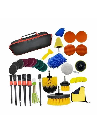 36-Pcs Drill Brush Set Car Washing Brush for Auto Interior Exterior Cleaning Air Vent Brush Detailing Gloves Kit
