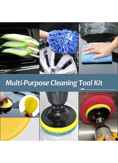 36-Pcs Drill Brush Set Car Washing Brush for Auto Interior Exterior Cleaning Air Vent Brush Detailing Gloves Kit