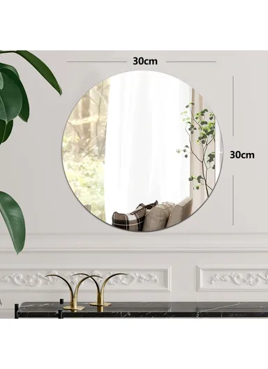 30cm Round Acrylic Mirror Wall Mounted Self-Adhesive Mirror