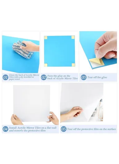 30cm Self-Adhesive Acrylic Mirror Wall Mounted Vanity Mirror