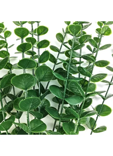 10-Pcs Artificial Eucalyptus Stems Plastic Faux Plant Home Office Wedding Party Decor - Blackish Green