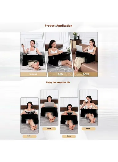 Multifunctional Lap Desk Pillow, Arm Rest Reading Cushion with Removable Cover (L69 x W59 x H28)cm