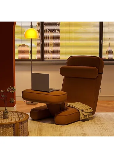 Adjustable Floor Chair, Multi-Use Tatami Sofa Lounger Backrest Seat (L158 x W48)cm - Coffee