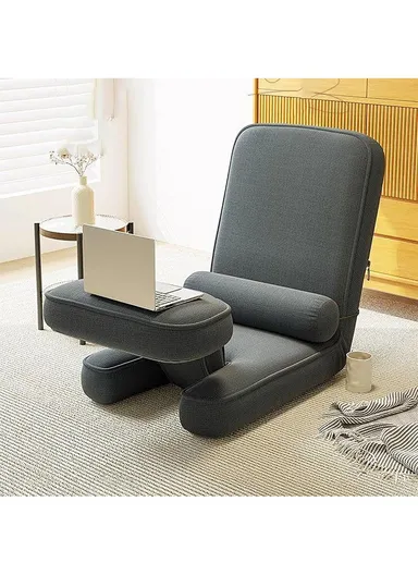 Adjustable Floor Chair, Multi-Use Tatami Sofa Lounger Backrest Seat (L158 x W48)cm - Grey