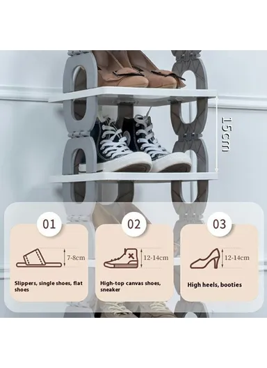 6-Tiers Foldable Shoe Rack Organizer, Saving Space Storage Shelf (L27 x W27 x H86)cm - Grey