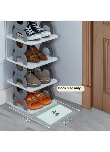 6-Tiers Foldable Shoe Rack Organizer, Saving Space Storage Shelf (L27 x W27 x H86)cm - Grey