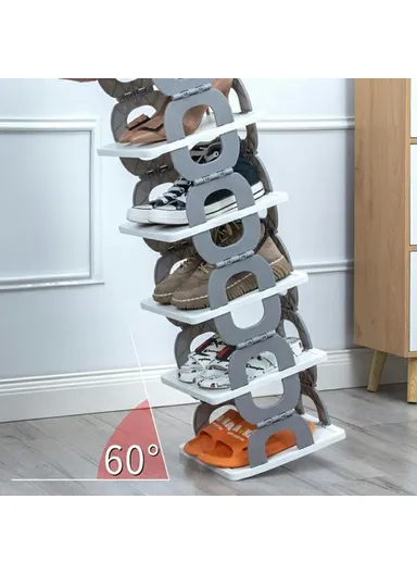 6-Tiers Foldable Shoe Rack Organizer, Saving Space Storage Shelf (L27 x W27 x H86)cm - Grey
