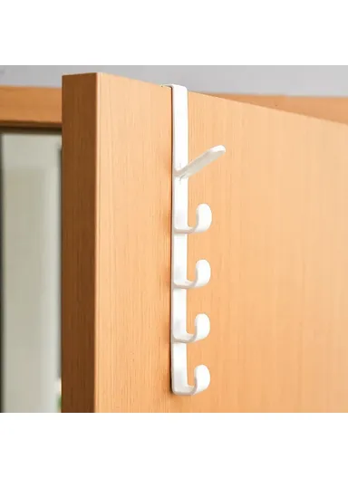 5 Hook Design Door Top Hanger, Multi-Use Door Towel Rack Hanging Hook (L27.5 x W9 x H2)cm - White