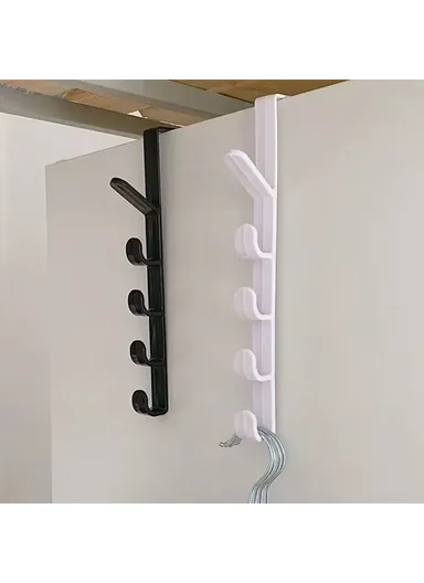 5 Hook Design Door Top Hanger, Multi-Use Door Towel Rack Hanging Hook (L27.5 x W9 x H2)cm - White