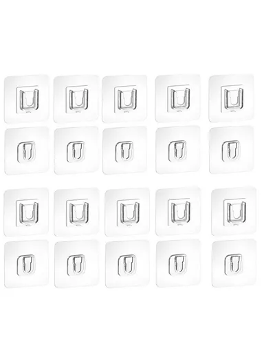 10 Pairs Adhesive Wall Fixing Hooks, Traceless Snap-On Hook Power Strip Wall Hanger (L5.8 x W5.8)cm