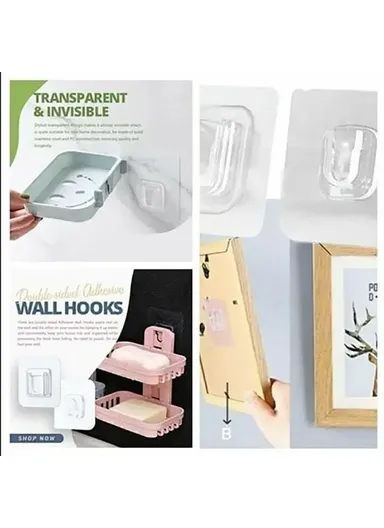 10 Pairs Adhesive Wall Fixing Hooks, Traceless Snap-On Hook Power Strip Wall Hanger (L5.8 x W5.8)cm