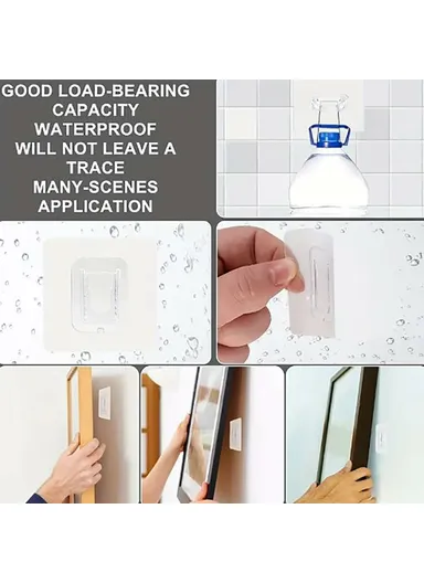 10 Pairs Adhesive Wall Fixing Hooks, Traceless Snap-On Hook Power Strip Wall Hanger (L5.8 x W5.8)cm