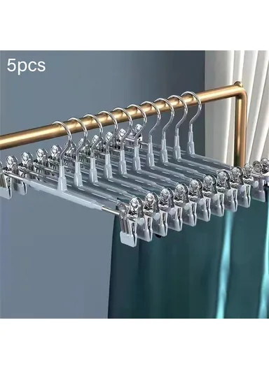 5-Pcs Adjustable Dual Clip Design Hanger, Non-Slip Multi-Use Clothes Hanger (L17-35.5 x H13.5)cm - Grey