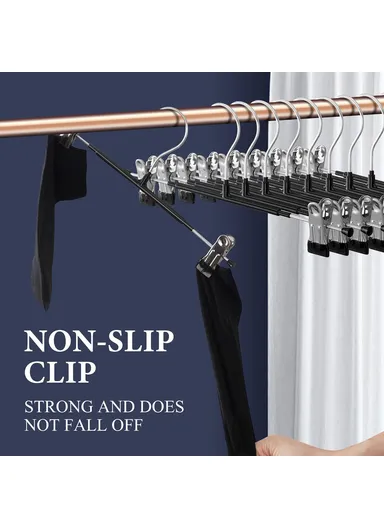 5-Pcs Adjustable Dual Clip Design Hanger, Non-Slip Multi-Use Clothes Hanger (L17-35.5 x H13.5)cm - Grey