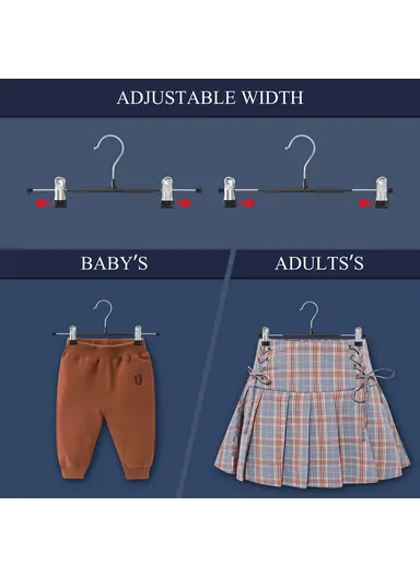 5-Pcs Adjustable Dual Clip Design Hanger, Non-Slip Multi-Use Clothes Hanger (L17-35.5 x H13.5)cm - Grey