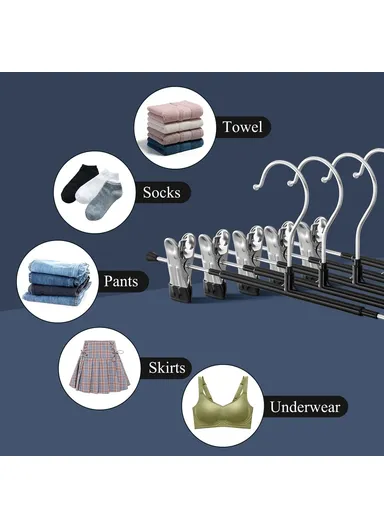 5-Pcs Adjustable Dual Clip Design Hanger, Non-Slip Multi-Use Clothes Hanger (L17-35.5 x H13.5)cm - Grey