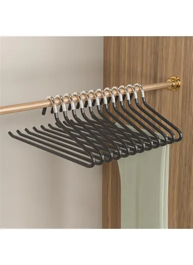 5-Pcs Z Shaped Goose Neck Hangers,  Non-Slip Anti-Wrinkle Closet Space Saving Trousers Organizer Hanger (L35 x W13.4)cm - Black