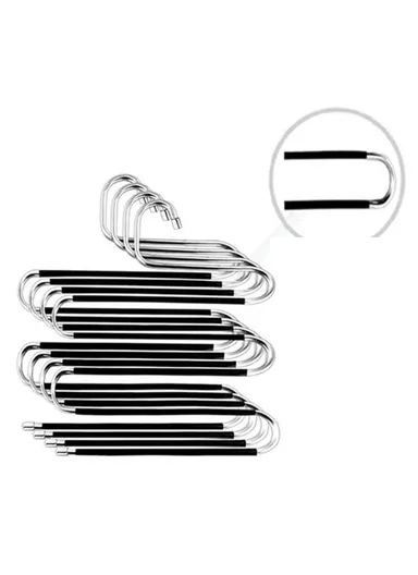 1-PIECE 5 Layer Non-Slip S Shaped Pants Hanger, Multifunction Stainless Steel Trousers Ties Wardrobe Organizer (L34 x W33)cm