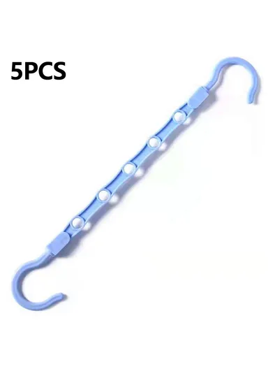 5-Pcs Anti-Slip Clothes Hanger, 5 Hole Design Rotatable Space Saving Wardrobe Organizer (L39 x W6)cm - Blue