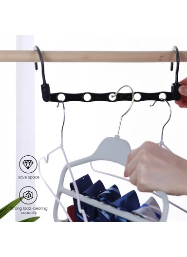 5-Pcs Anti-Slip Clothes Hanger, 5 Hole Design Rotatable Space Saving Wardrobe Organizer (L39 x W6)cm - Blue