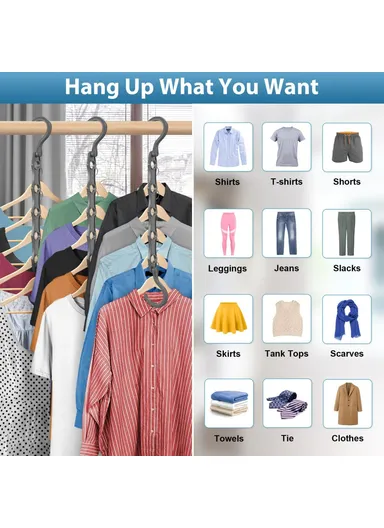 5-Pcs Anti-Slip Clothes Hanger, 5 Hole Design Rotatable Space Saving Wardrobe Organizer (L39 x W6)cm - Blue