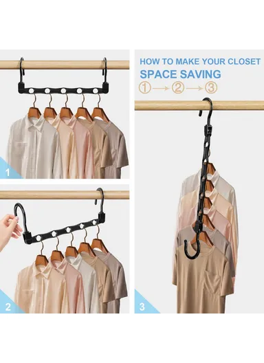 5-Pcs Anti-Slip Clothes Hanger, 5 Hole Design Rotatable Space Saving Wardrobe Organizer (L39 x W6)cm - Blue