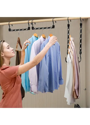 5-Pcs Anti-Slip Clothes Hanger, 5 Hole Design Rotatable Space Saving Wardrobe Organizer (L39 x W6)cm - Blue