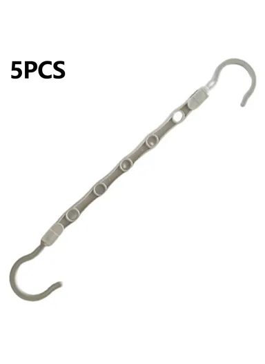5-Pcs Anti-Slip Clothes Hanger, 5 Hole Design Rotatable Space Saving Wardrobe Organizer (L39 x W6)cm - Grey