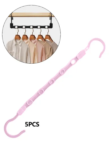 5-Pcs Anti-Slip Clothes Hanger, 5 Hole Design Rotatable Space Saving Wardrobe Organizer (L39 x W6)cm - Pink