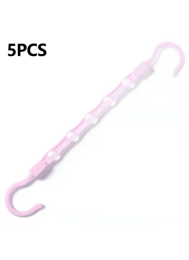 5-Pcs Anti-Slip Clothes Hanger, 5 Hole Design Rotatable Space Saving Wardrobe Organizer (L39 x W6)cm - Pink